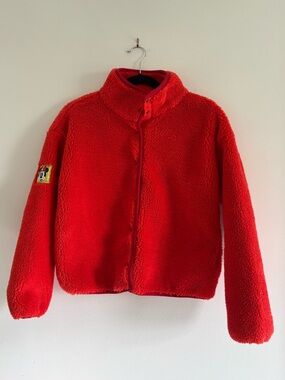 NWOT Disney Minnie Fleece Red Sherpa Puffer Jacket with Character Patch Sz XS